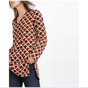 NWT ZARA GEOMETRIC PATTERNED TUNIC SZ L